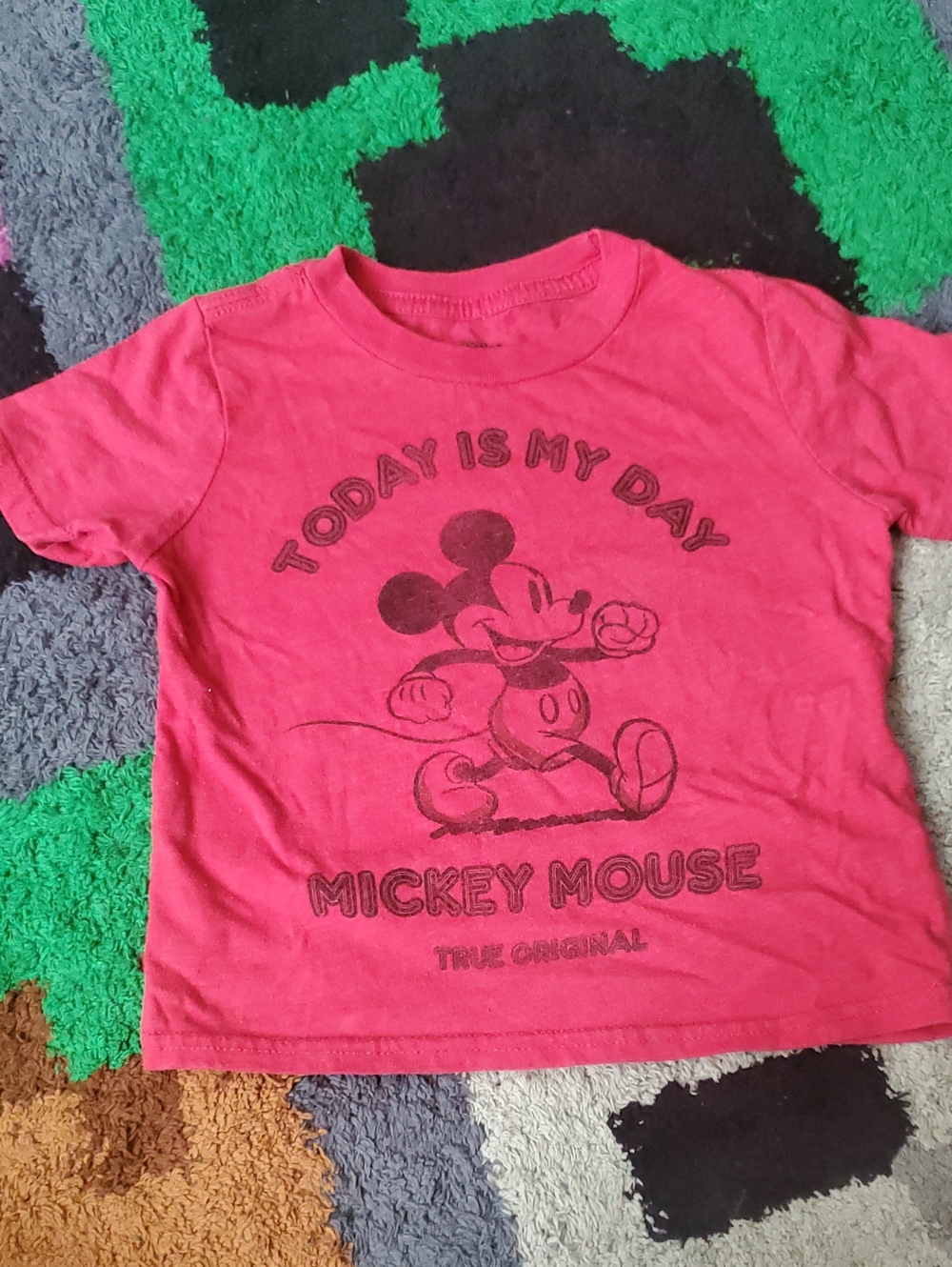 Disney Red Mickey Mouse Tee - 'Today Is My Day' Graphic